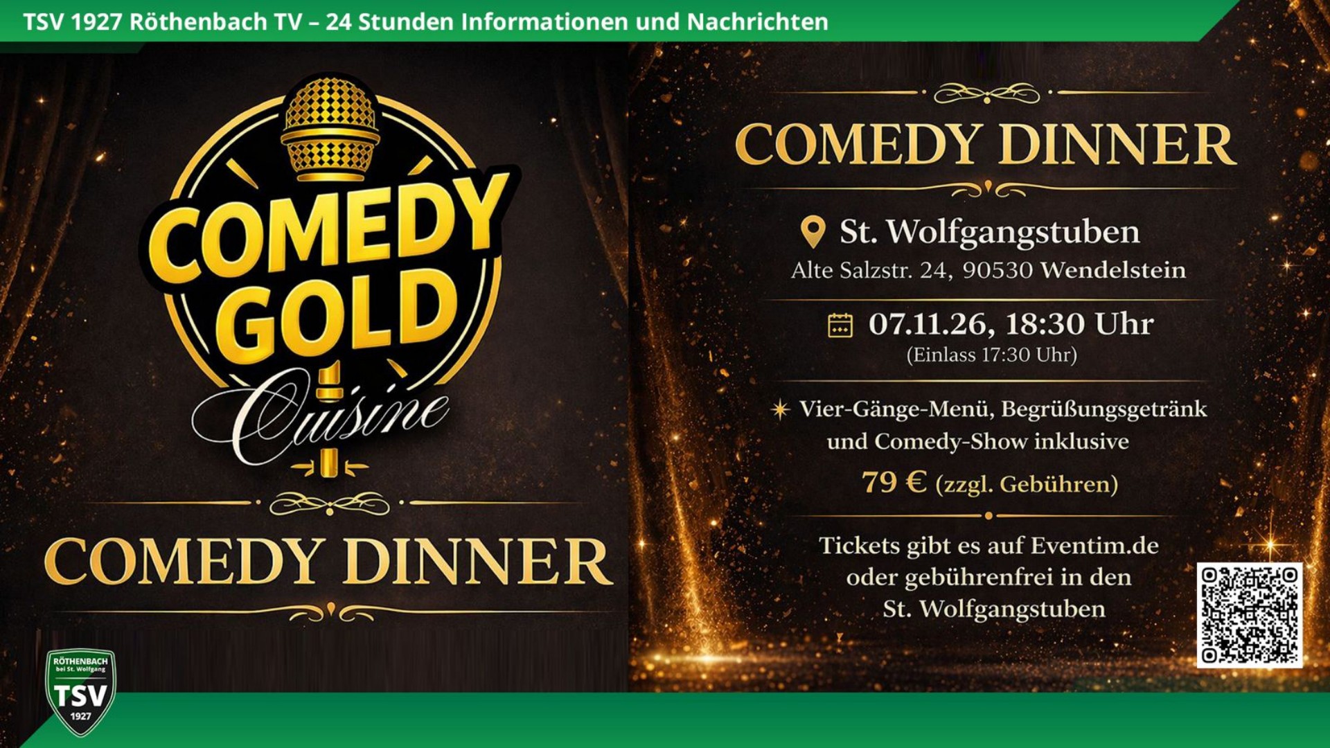 Comedy-Dinner am 7. November 2026 im TSV 1927 Röthenbach